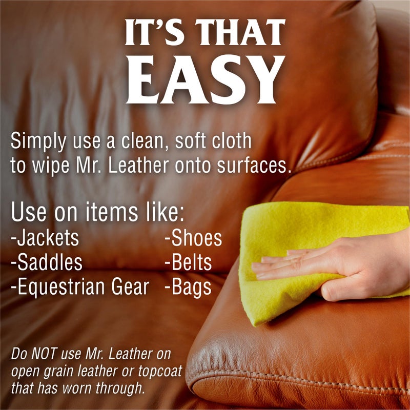 Mr. Leather Cleaner and Conditioner (8 oz) - Restores & Protects All Leather with Natural Oils - Hydrating and Water-Repelling Cream for Couches, Car Interior, Shoes, and Bags - Image 5